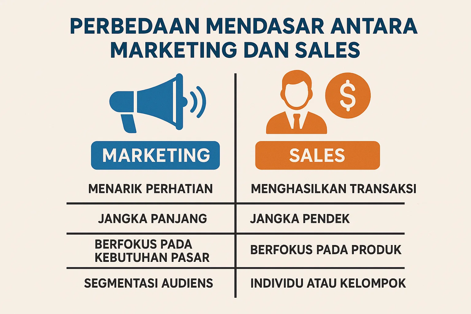 Perbedaan Mendasar Antara Marketing dan Sales