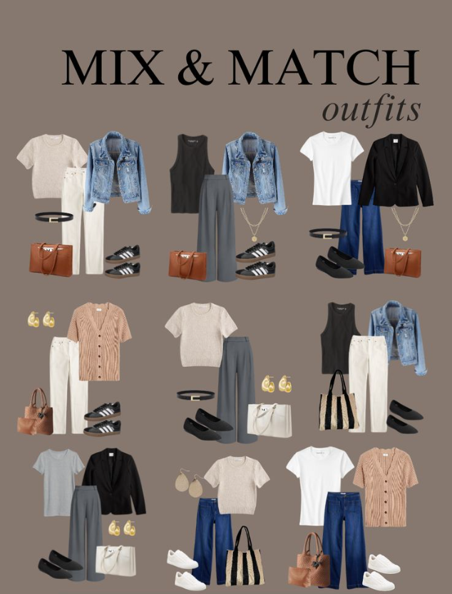mix and match outfit dengan perpaduan warna dan tekstur yang stylish